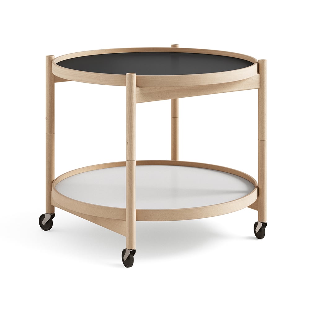 Brdr. Krüger Bølling Tray Table model 60 rullebord base, olieret understel i bøg