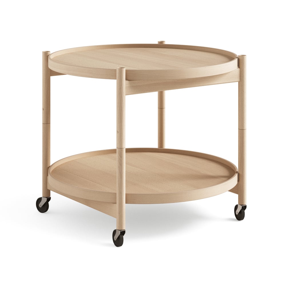 Brdr. Krüger Bølling Tray Table model 60 rullebord bøg olie, olieret understel i bøg