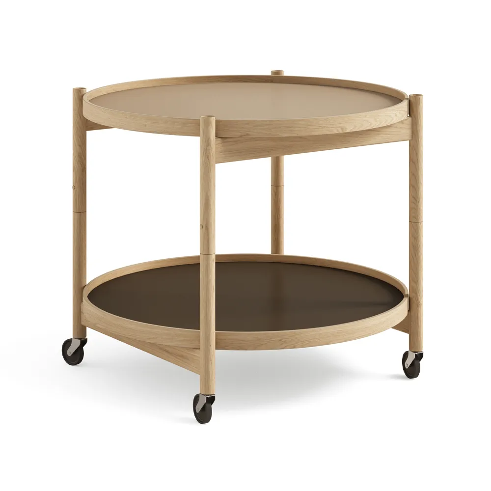 Bølling Tray Table model 60 rullebord, earth, olieret understel i eg Brdr. Krüger