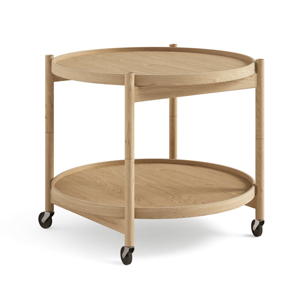 Brdr. Krüger Bølling Tray Table model 60 rullebord eg olie, olieret understel i eg