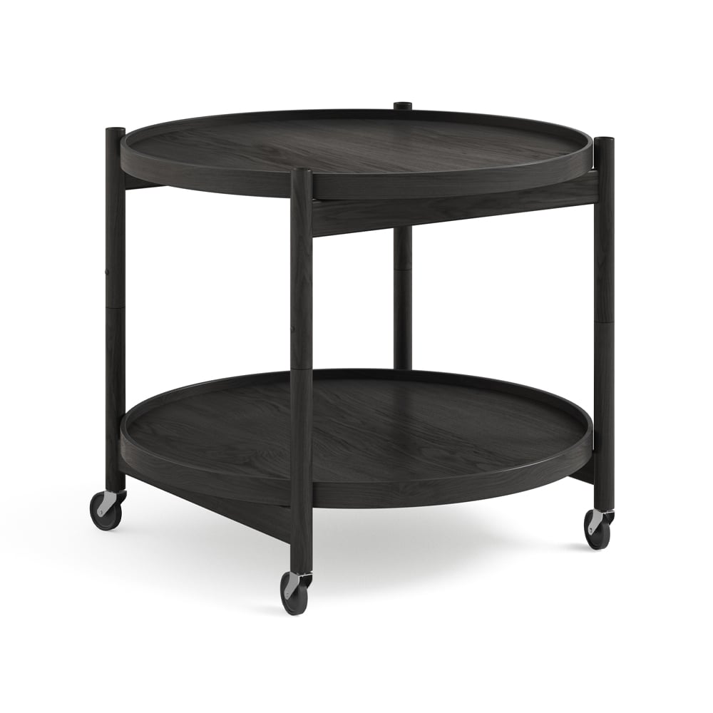 Brdr. Krüger Bølling Tray Table model 60 rullebord eg sort lak, sortlakeret understel i eg
