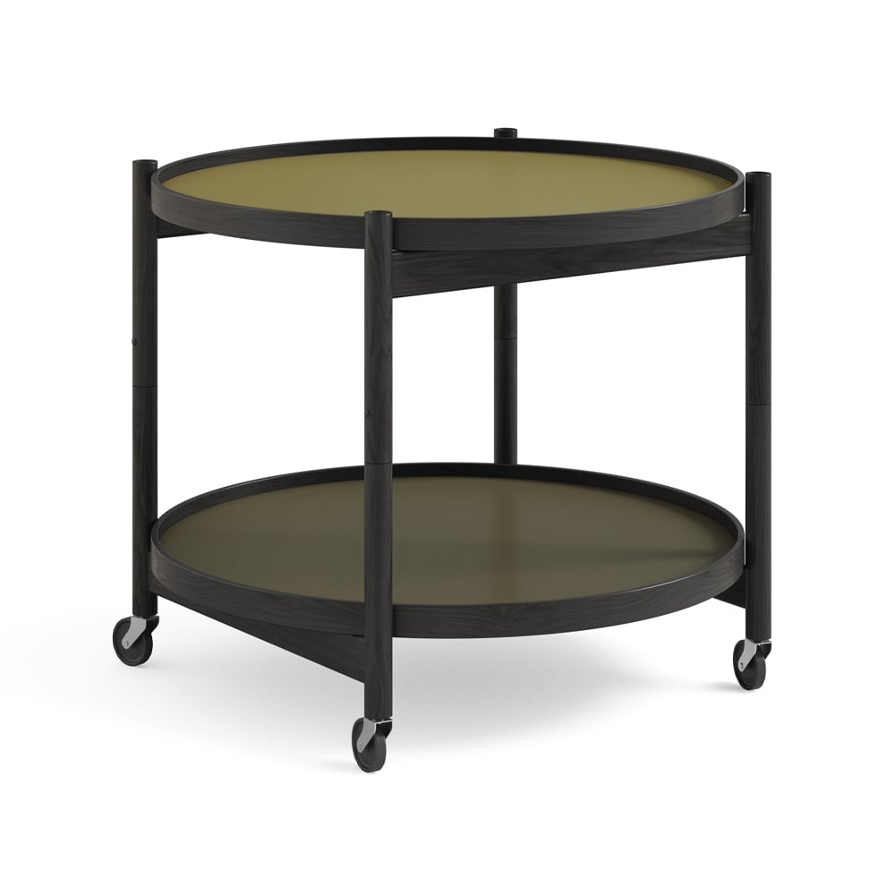 Brdr. Krüger Bølling Tray Table model 60 rullebord leaf, sortlakeret understel i eg
