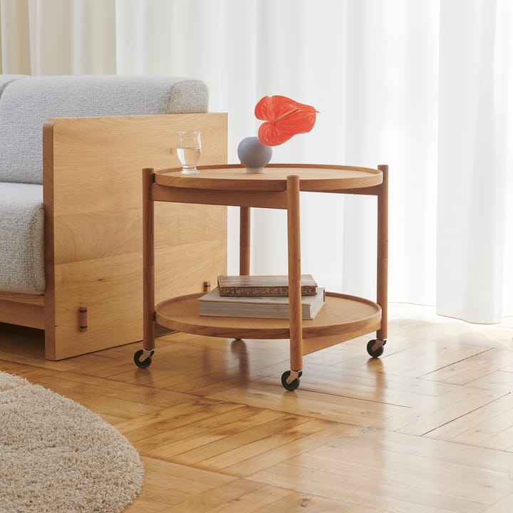 Bølling Tray Table model 60 rullebord, stone, sortlakeret understel i eg Brdr. Krüger