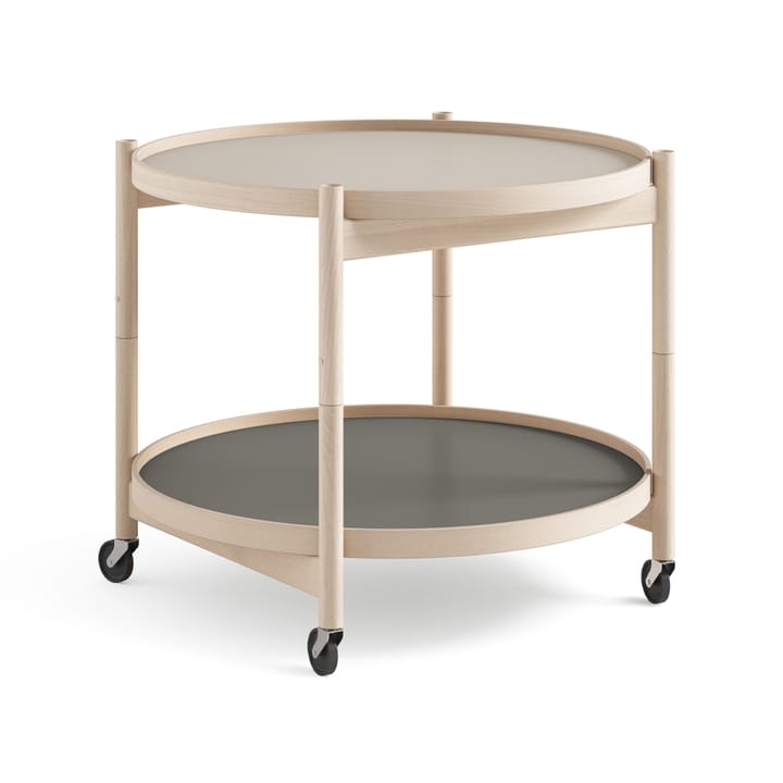 Bølling Tray Table model 60 rullebord - stone, ubehandlet understel i bøg - Brdr. Krüger