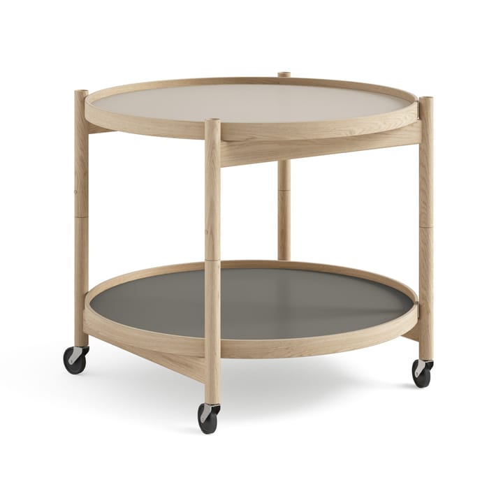 Bølling Tray Table model 60 rullebord - stone, ubehandlet understel i eg - Brdr. Krüger