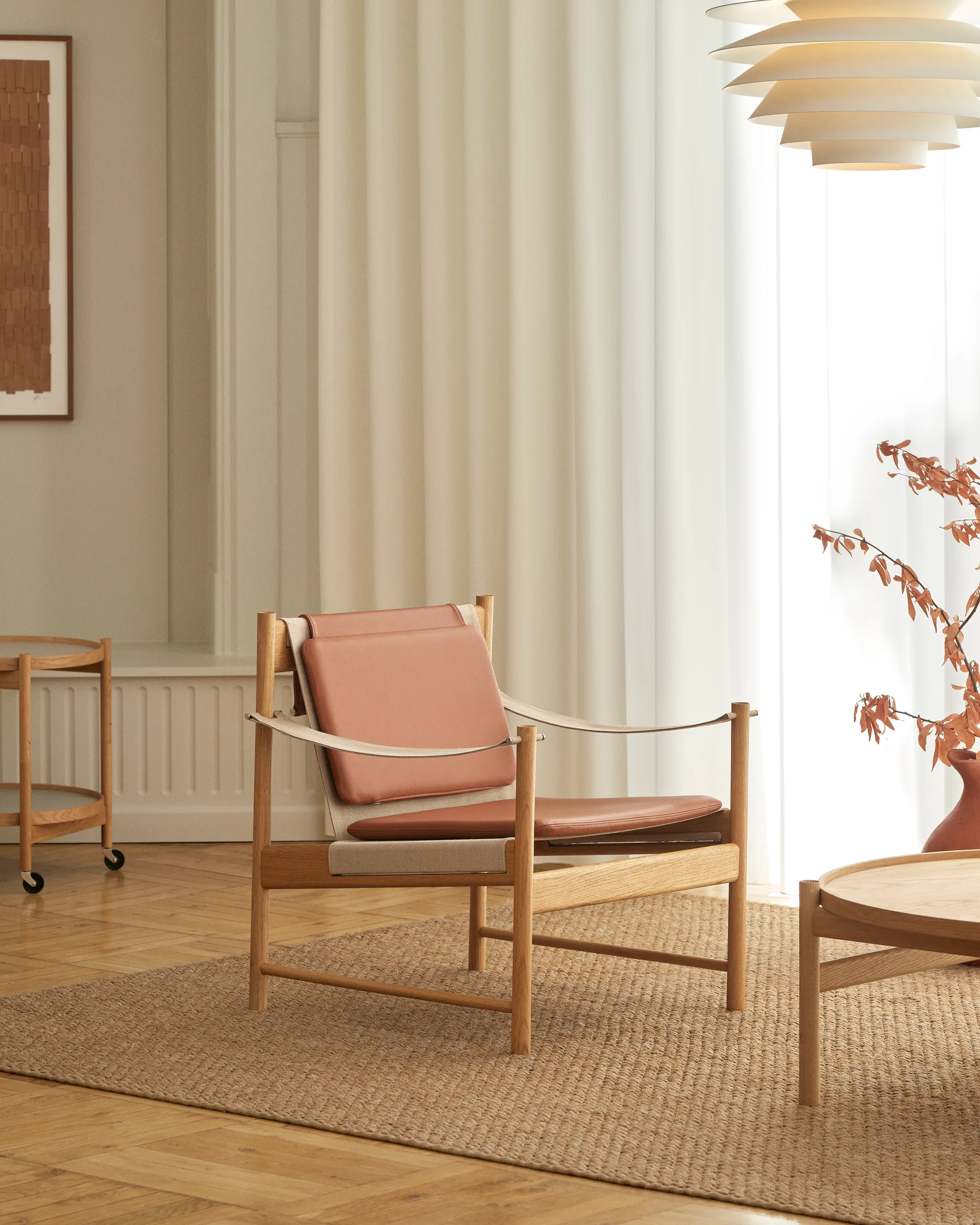 HB loungestol, Olieret eg/Læder brandy Brdr. Krüger