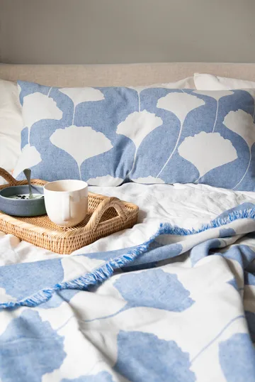 Ginko bomuldsplaid 130x170 cm - Blå/Hvid (Indigo) - Brita Sweden