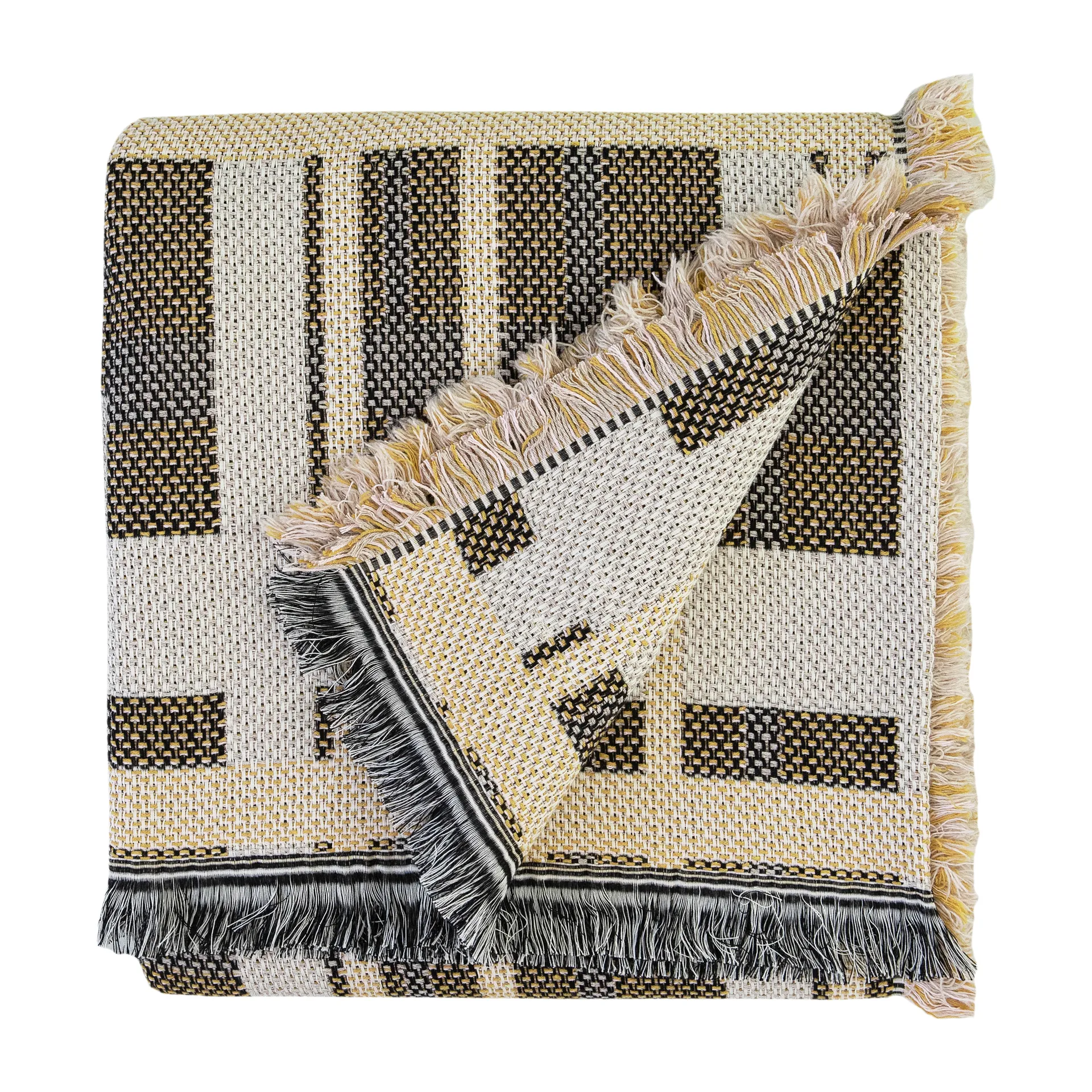 Tradition bomuldsplaid 130x170 cm, Gul Brita Sweden