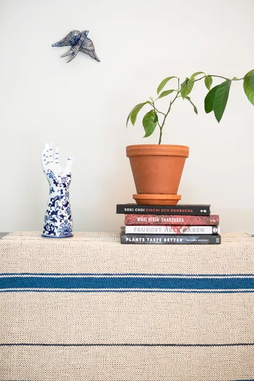 Trapeze tæppe indigo (cremehvid/blå) - 80x225 cm
  - Brita Sweden