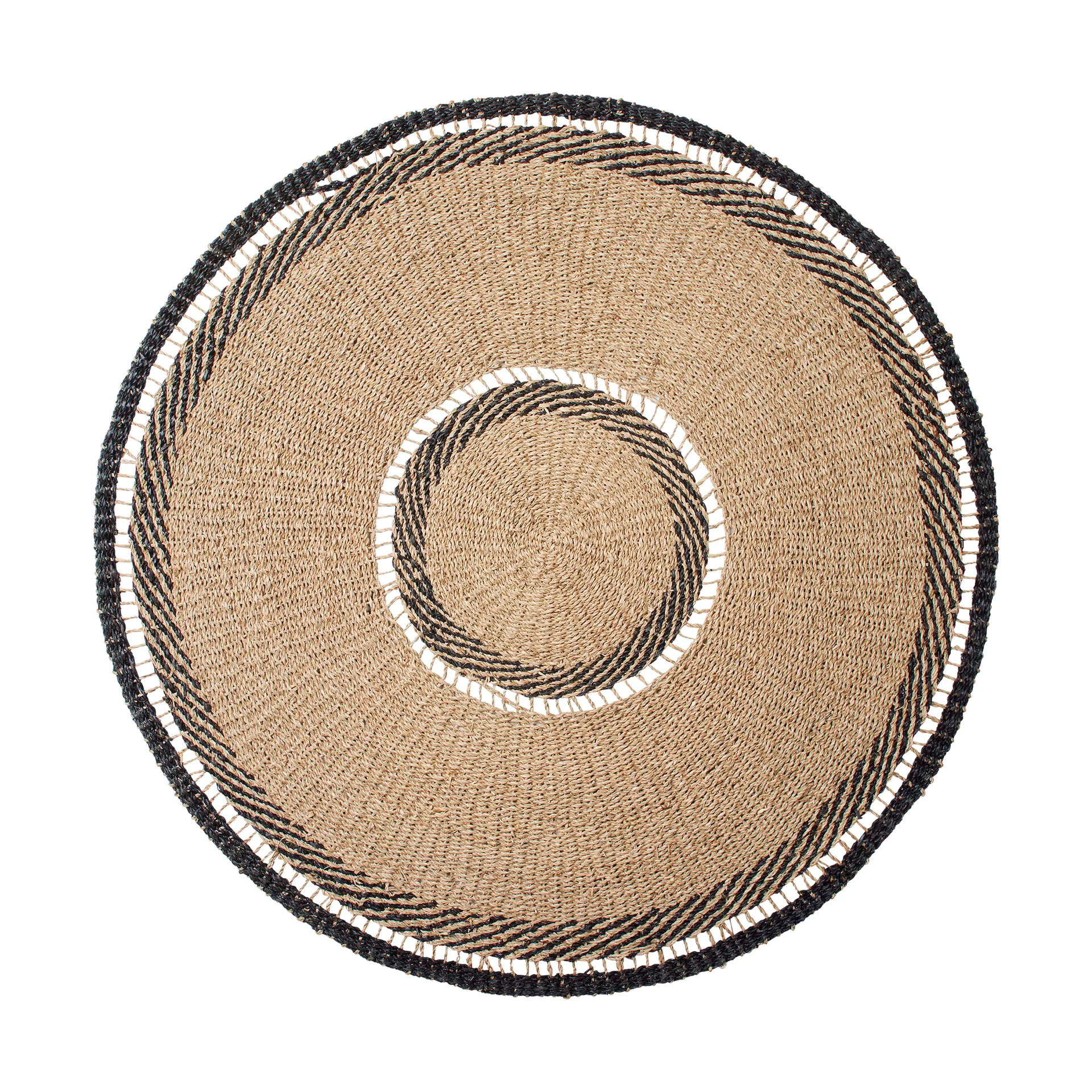 Anina tæppe søgræs Ø120 cm, Natural/Black Broste Copenhagen