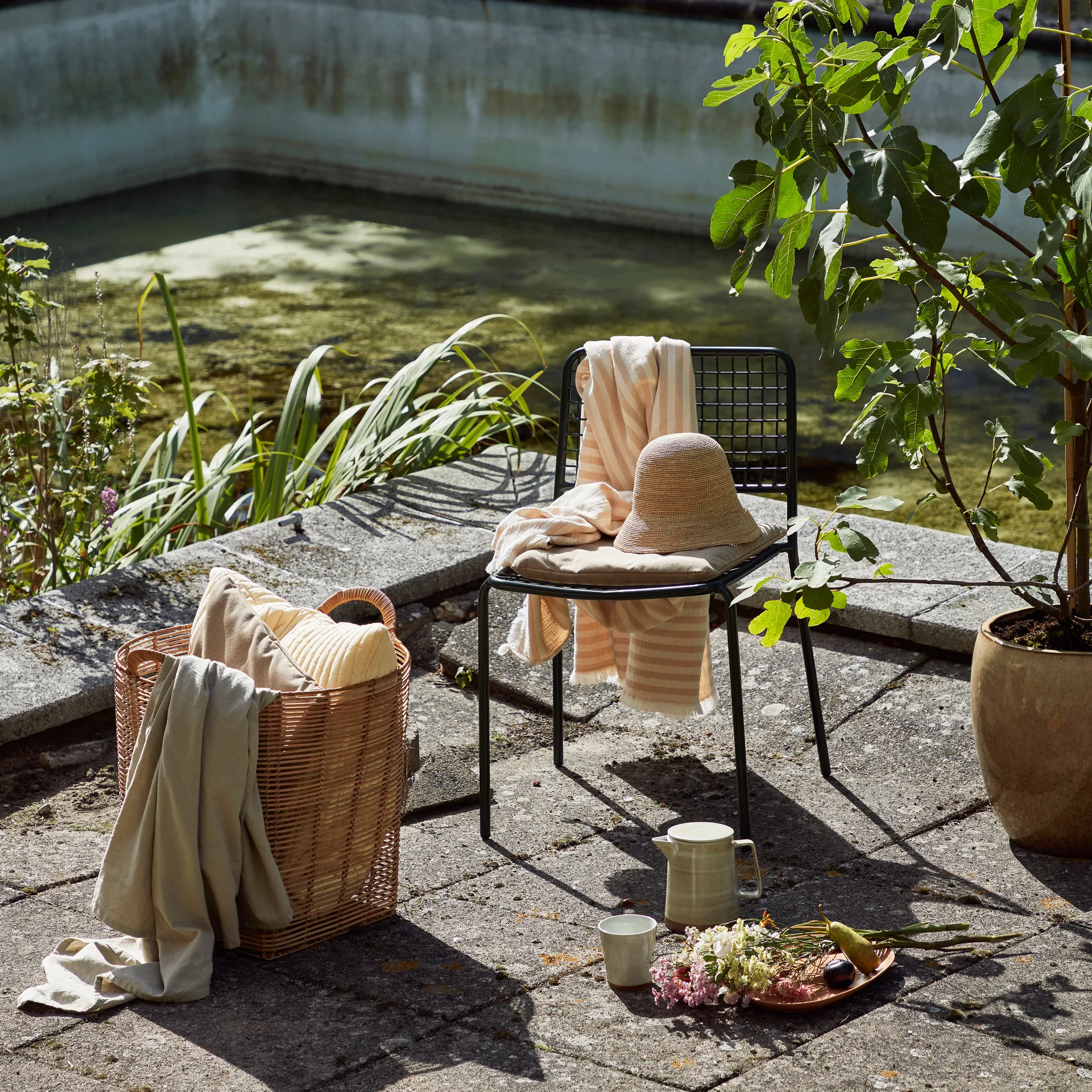 Frankie bomuldsplaid 130x180 cm, Taos taupe beige Broste Copenhagen