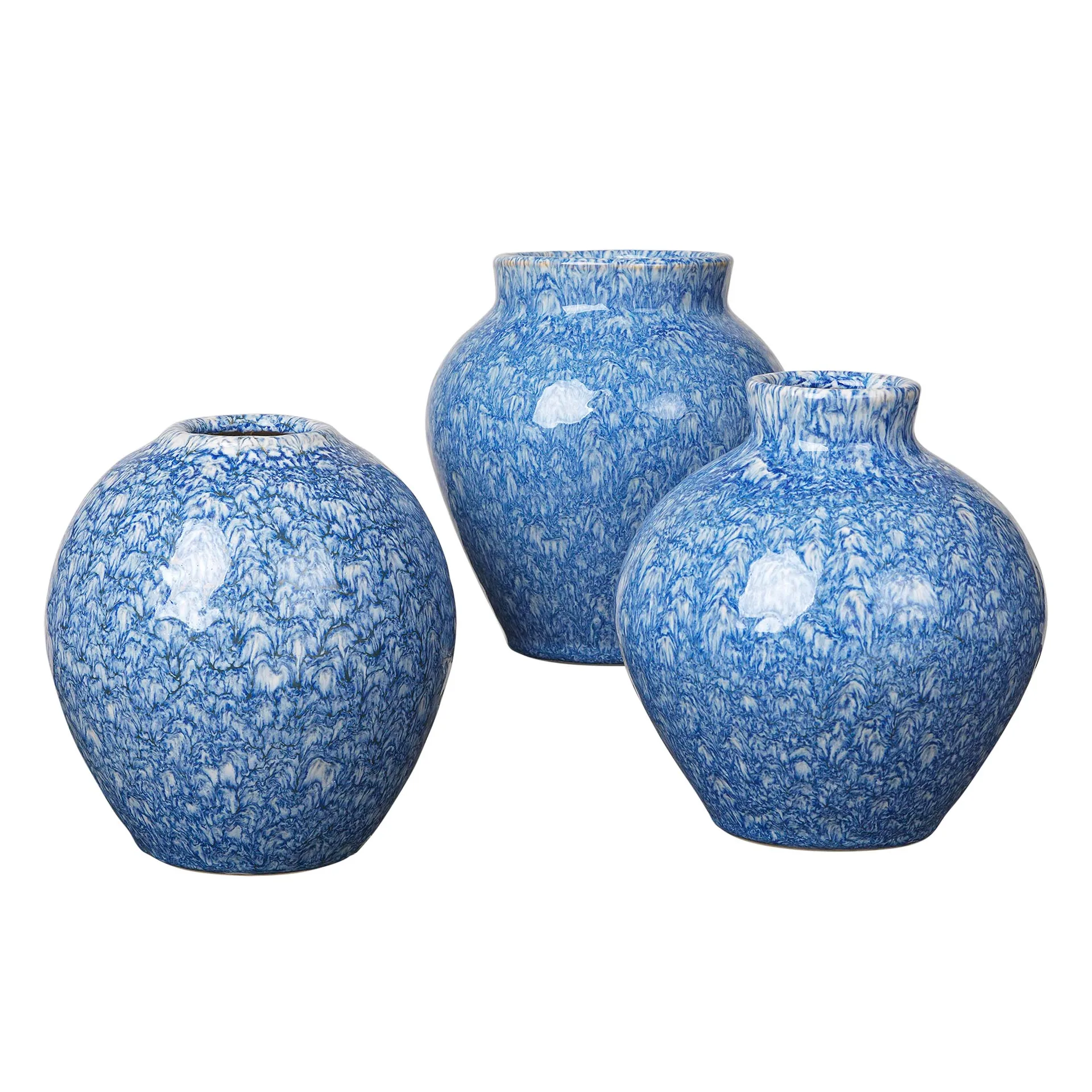Ingrid keramikvase 14,5 cm 3-pak, Insignia blue/White Broste Copenhagen