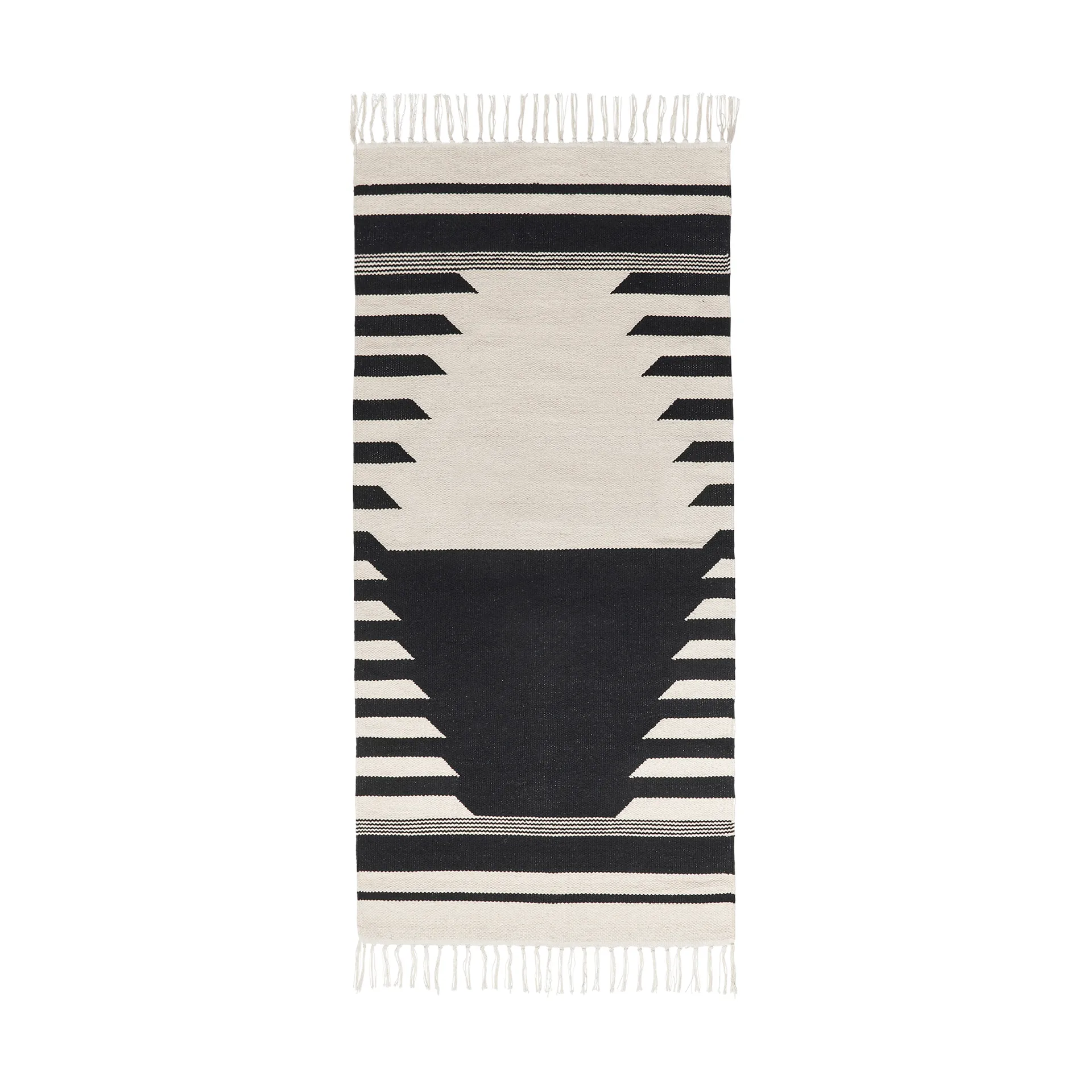 Iselin tæppe 70x140 cm, Black-off white Broste Copenhagen