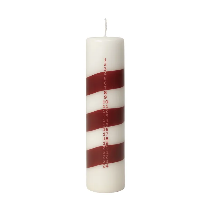 Linea kalenderlys - Off White-Burgundy - Broste Copenhagen