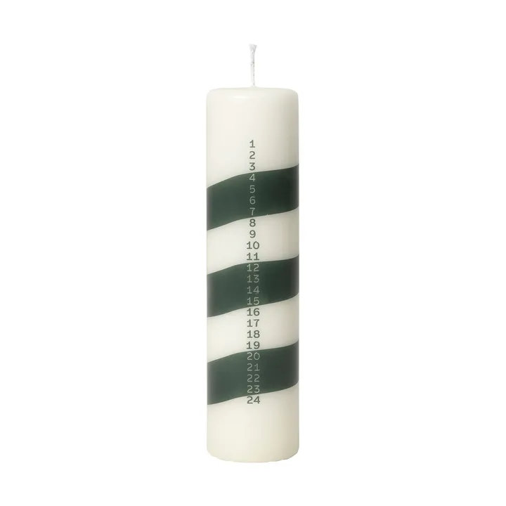 Linea kalenderlys - Off White-Dark Green - Broste Copenhagen