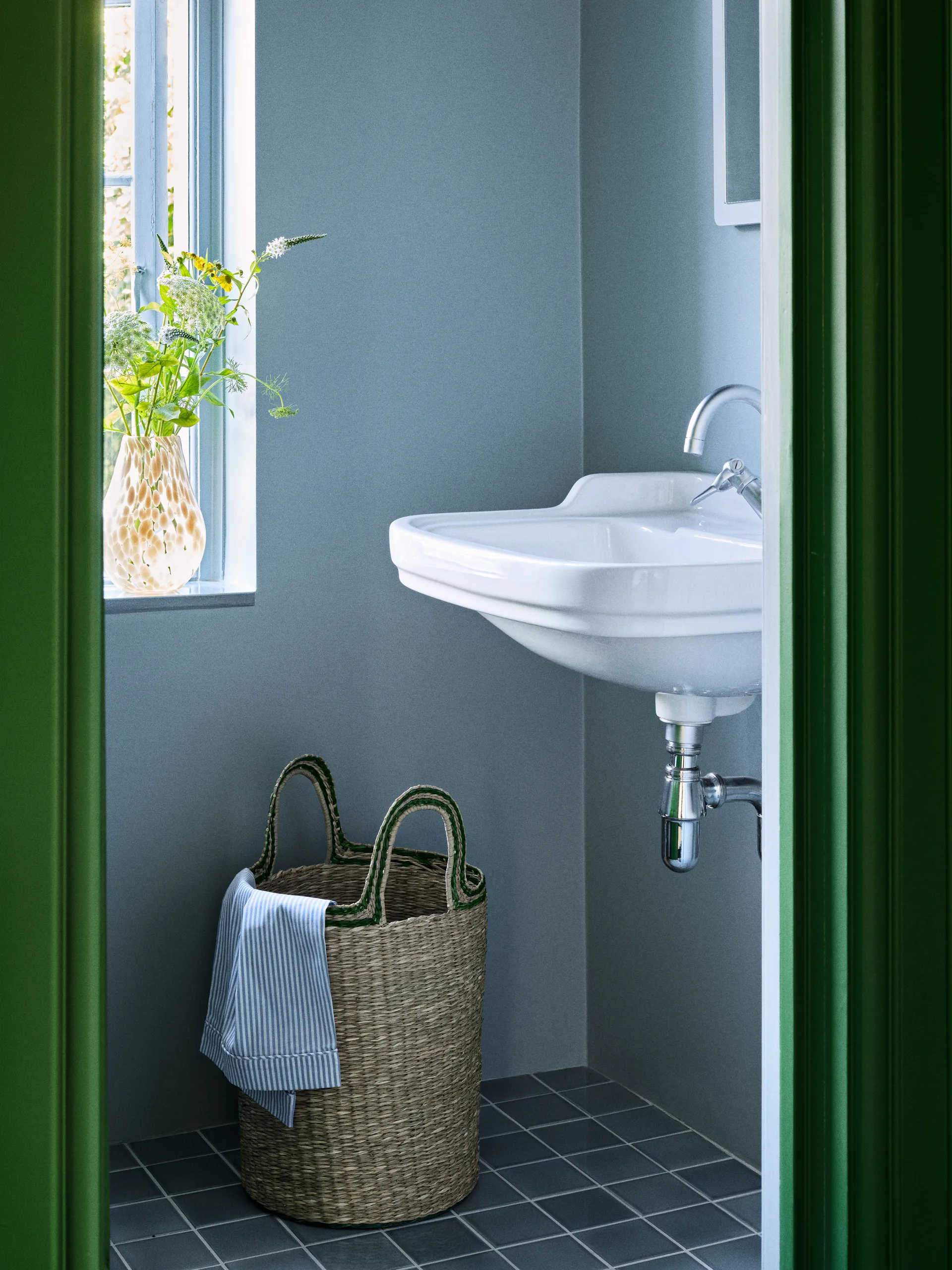 Lykke kurv 3 dele, Natural/Green Broste Copenhagen