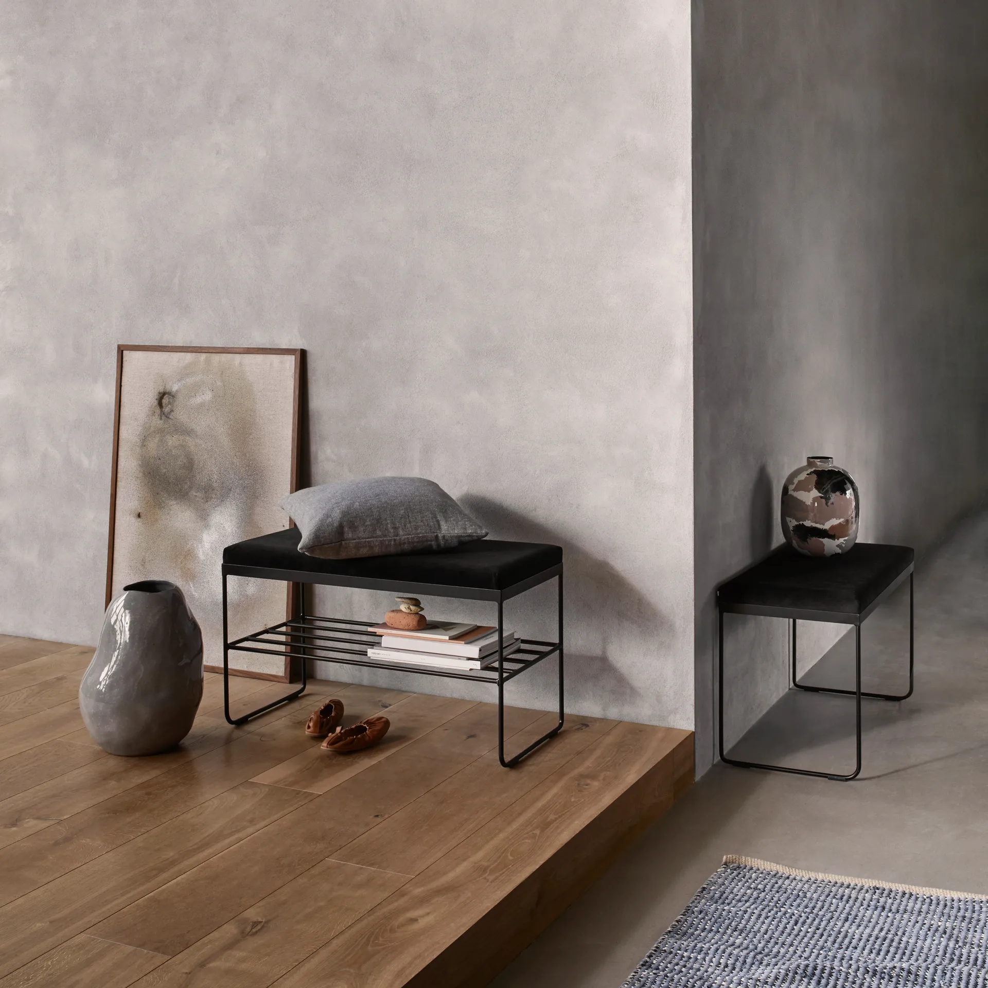 Magda bomuldstæppe 80x250 cm, Flint stone blue Broste Copenhagen