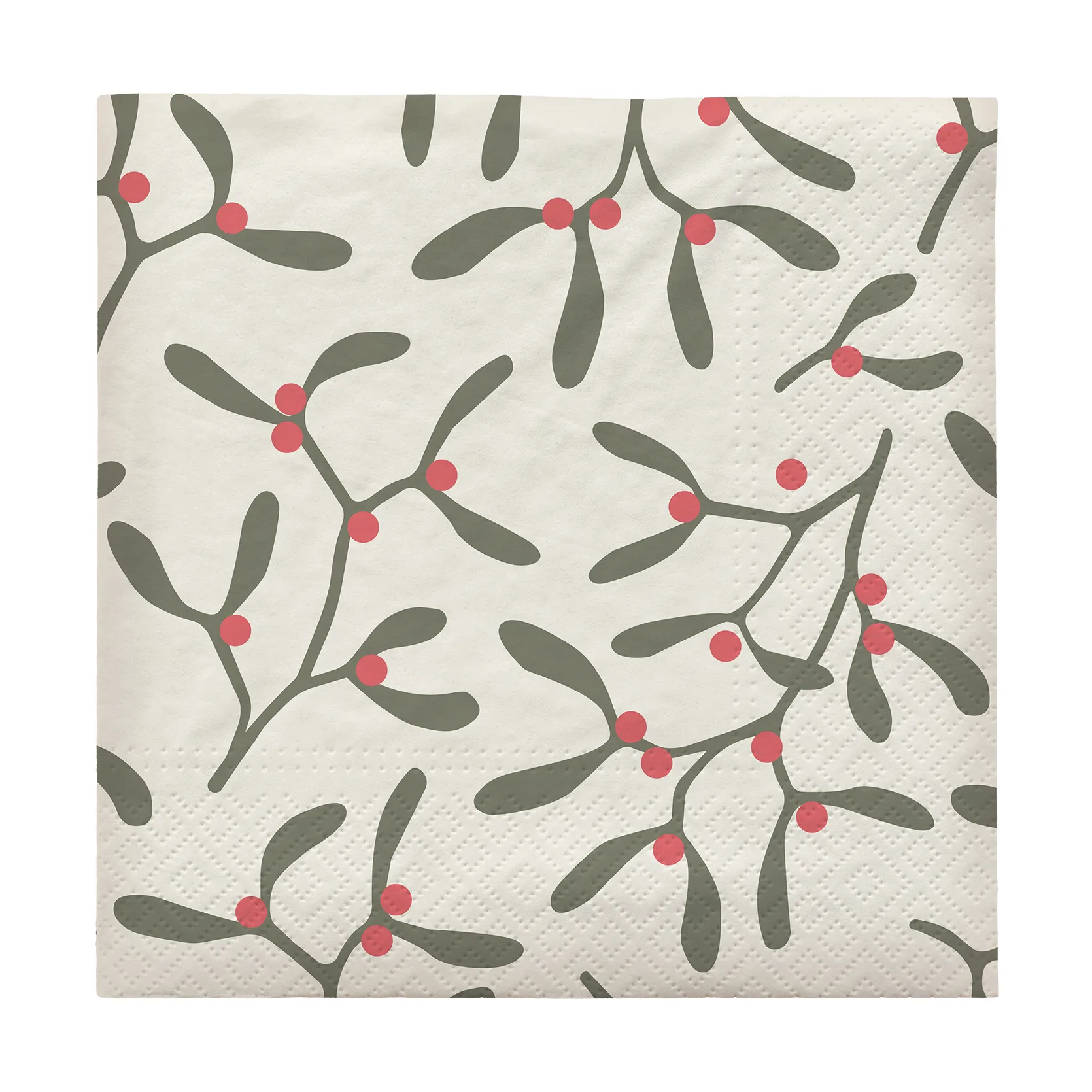 Misteltoe papirsserviet 33x33 cm 20-pak, Pompeian Red Broste Copenhagen