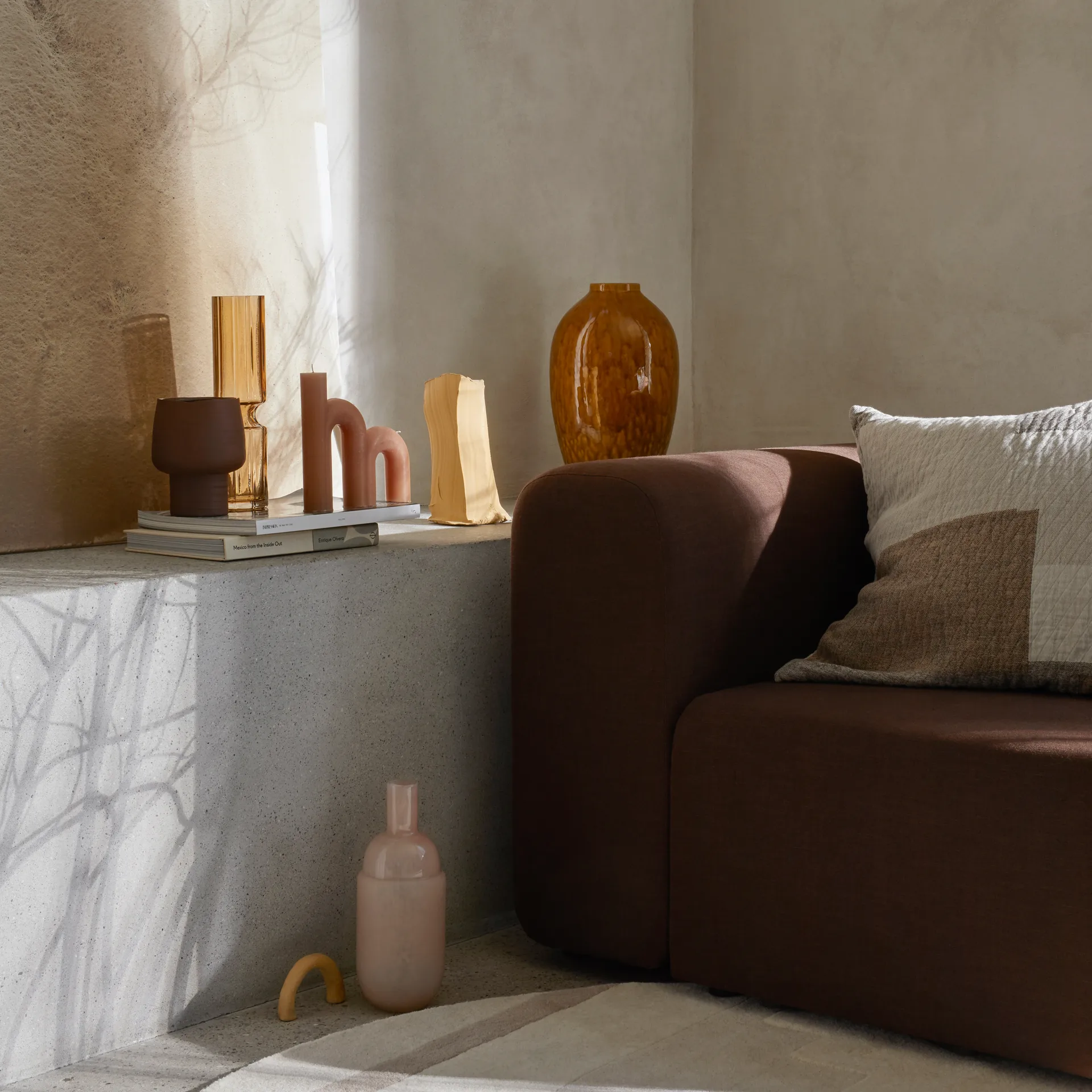 Patch pudebetræk 60x60 cm, Beige/Brun Broste Copenhagen