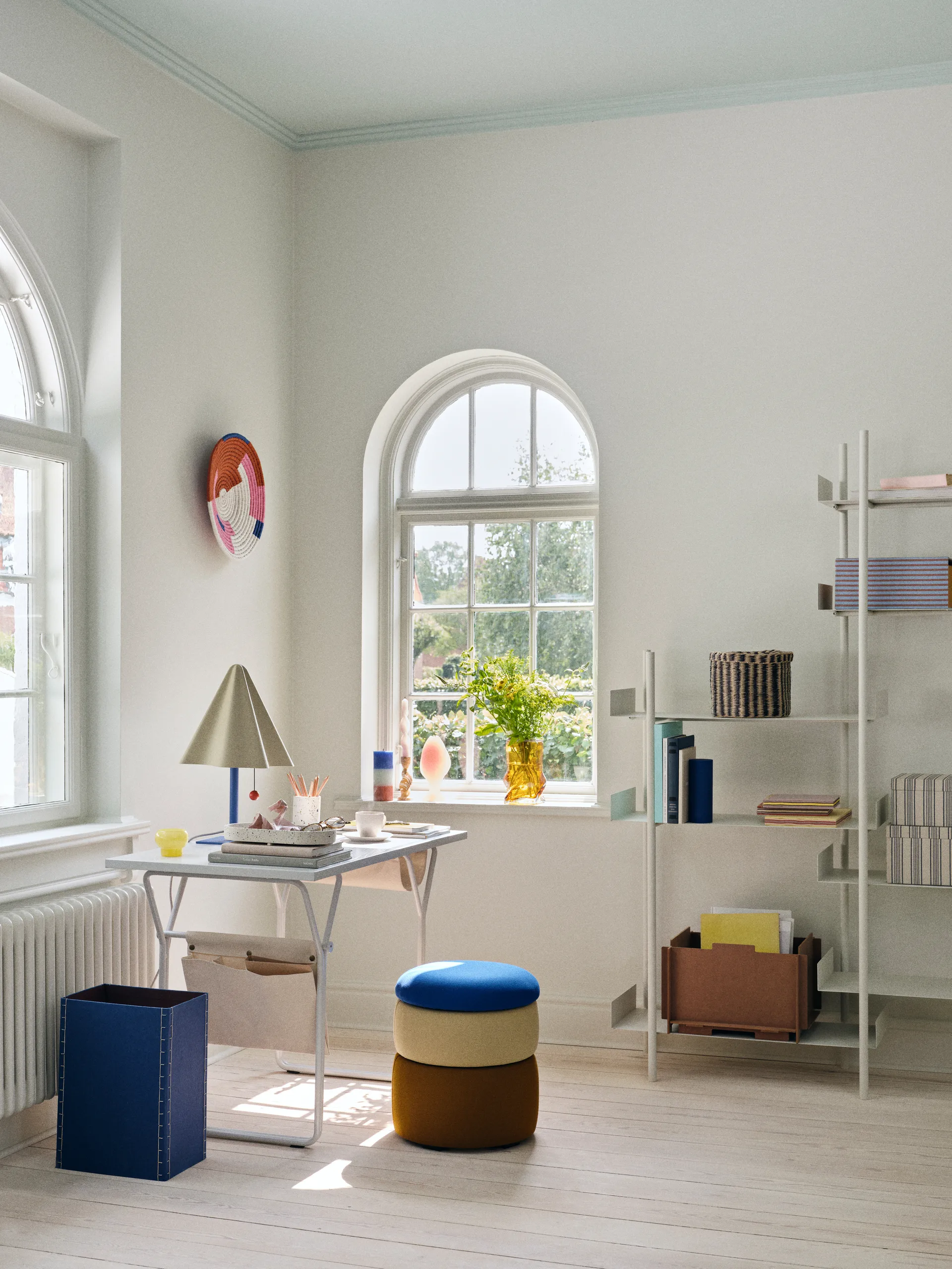 Pond puf 42 cm, Blue/Sand/Ochre Broste Copenhagen