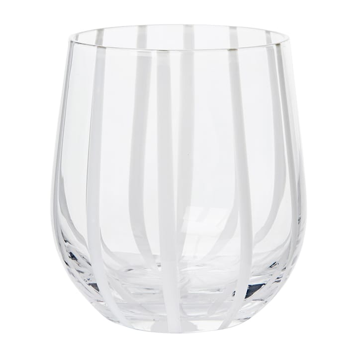 Stripe drikkeglas 35 cl - Clear/White stripes - Broste Copenhagen