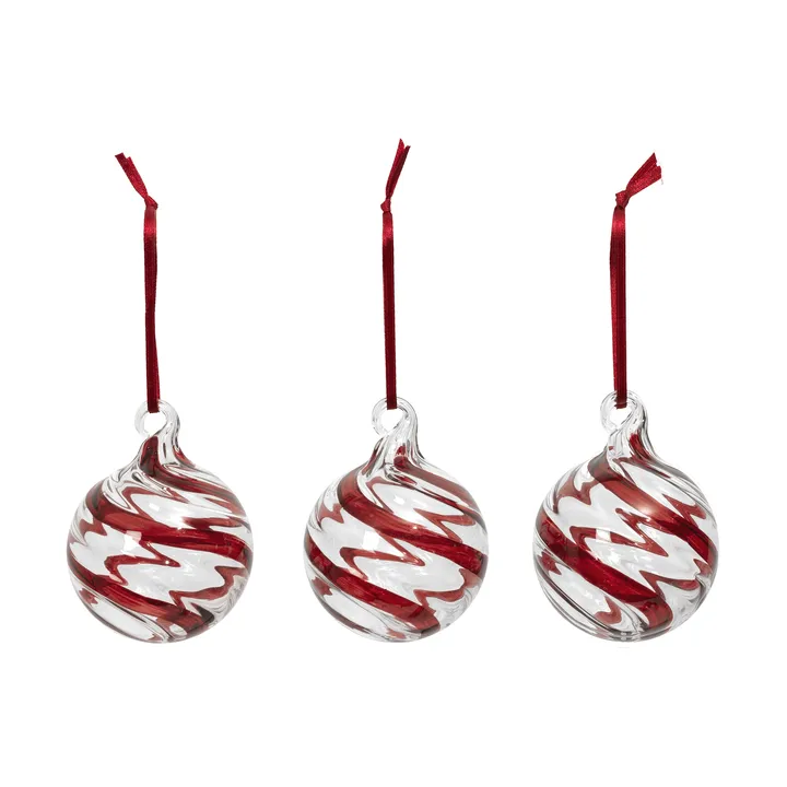 Swirl julekugle - Deep Red-Clear - Broste Copenhagen