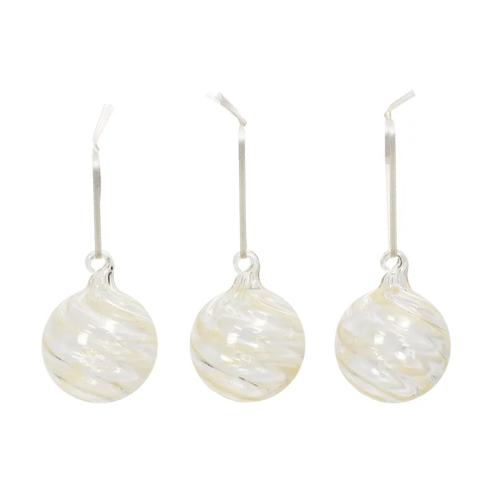 Swirl julekugle - Off White-Clear - Broste Copenhagen