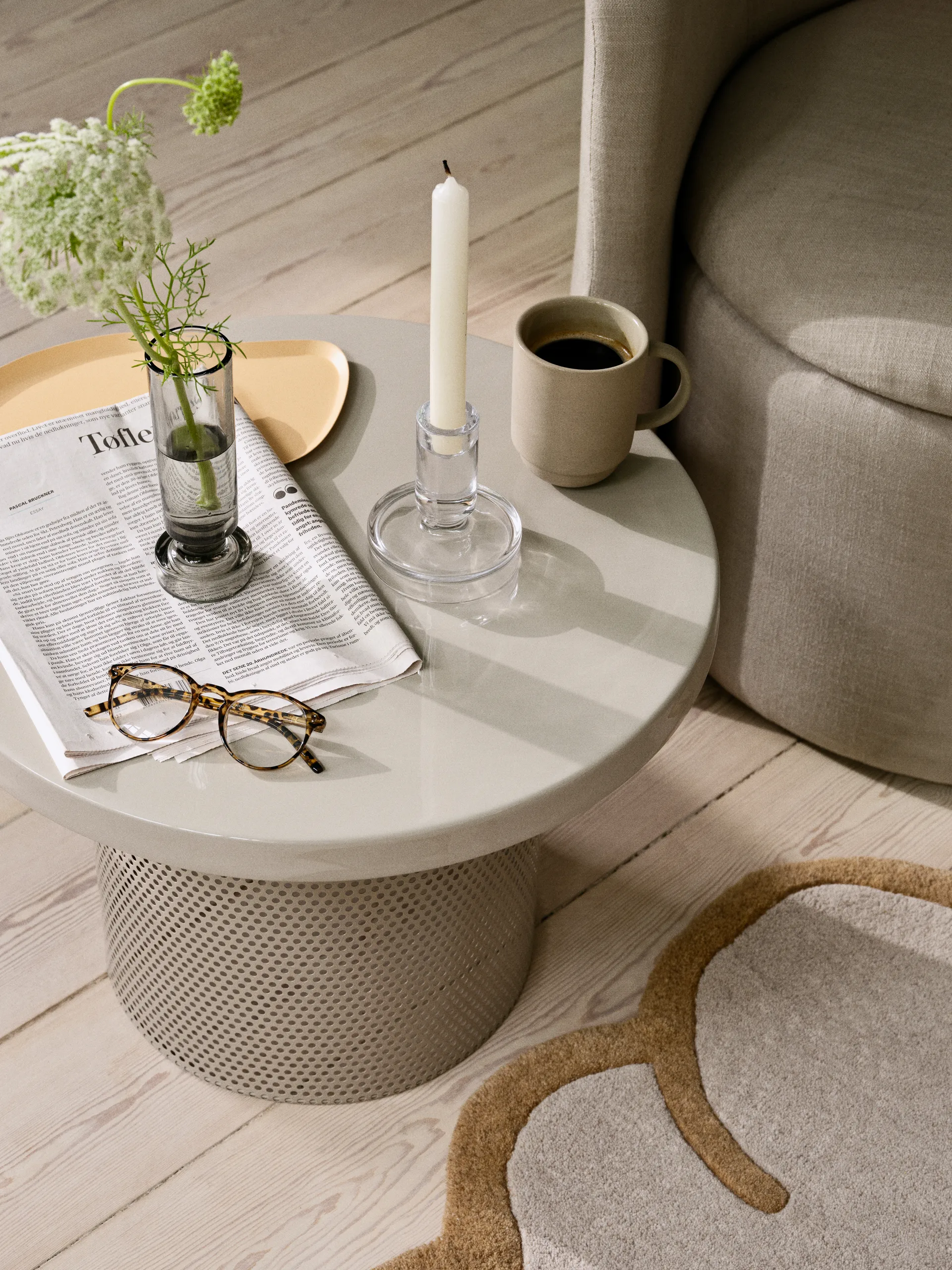 Tulina bord Ø50x36 cm, Offwhite Broste Copenhagen