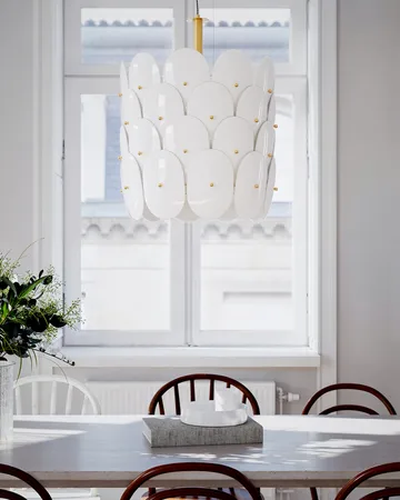 Omlott loftlampe Ø50 cm - Messing-hvid - By Rydéns