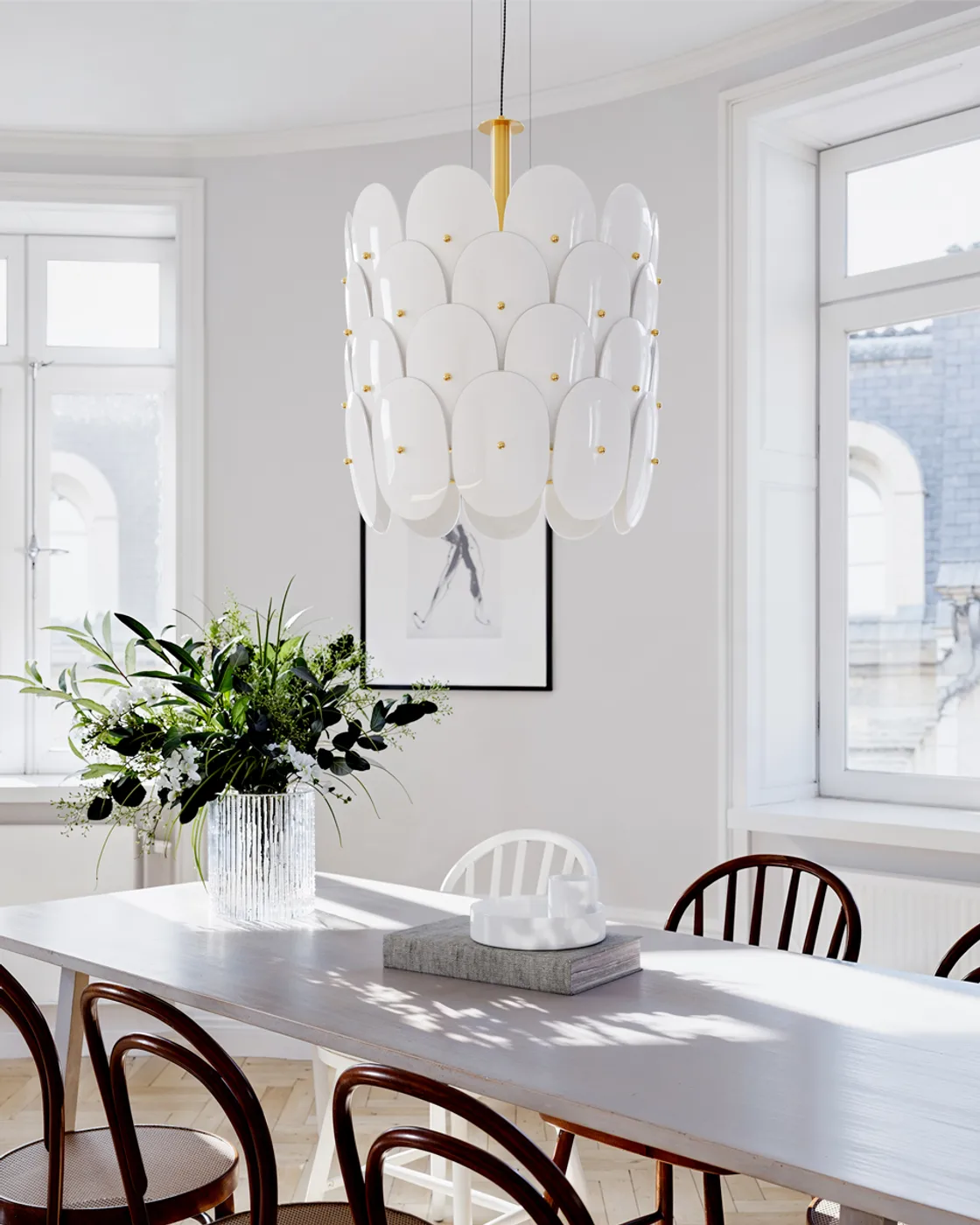 Omlott loftlampe Ø50 cm, Messing-hvid By Rydéns