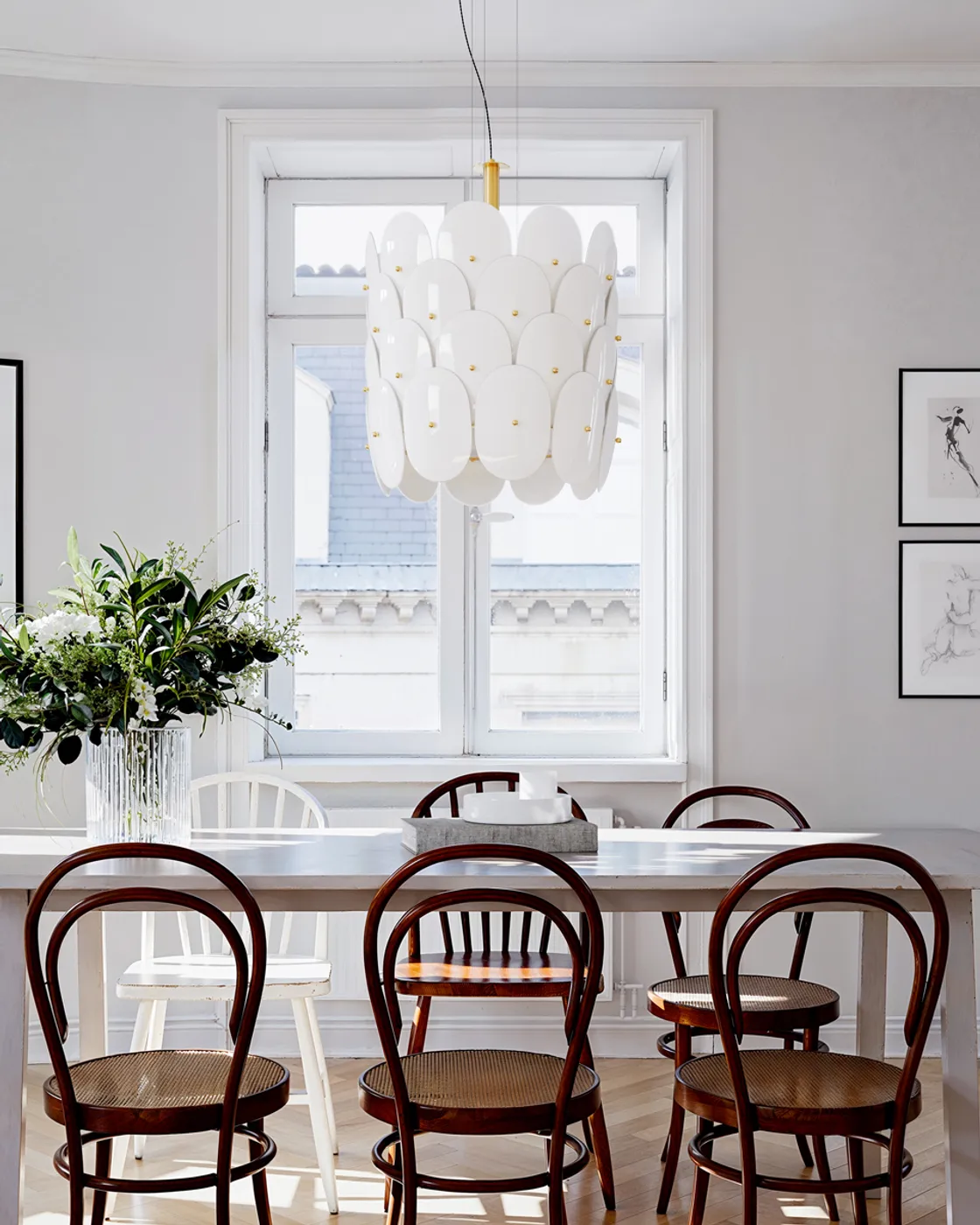 Omlott loftlampe Ø50 cm, Messing-hvid By Rydéns