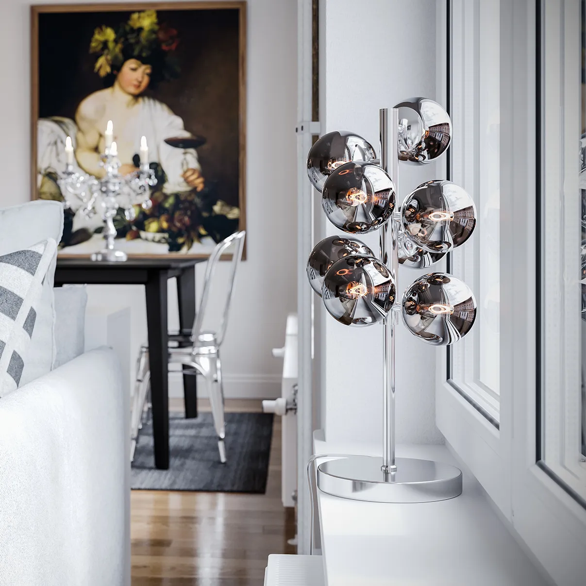 Splendor bordlampe, Krom/Røggrå By Rydéns