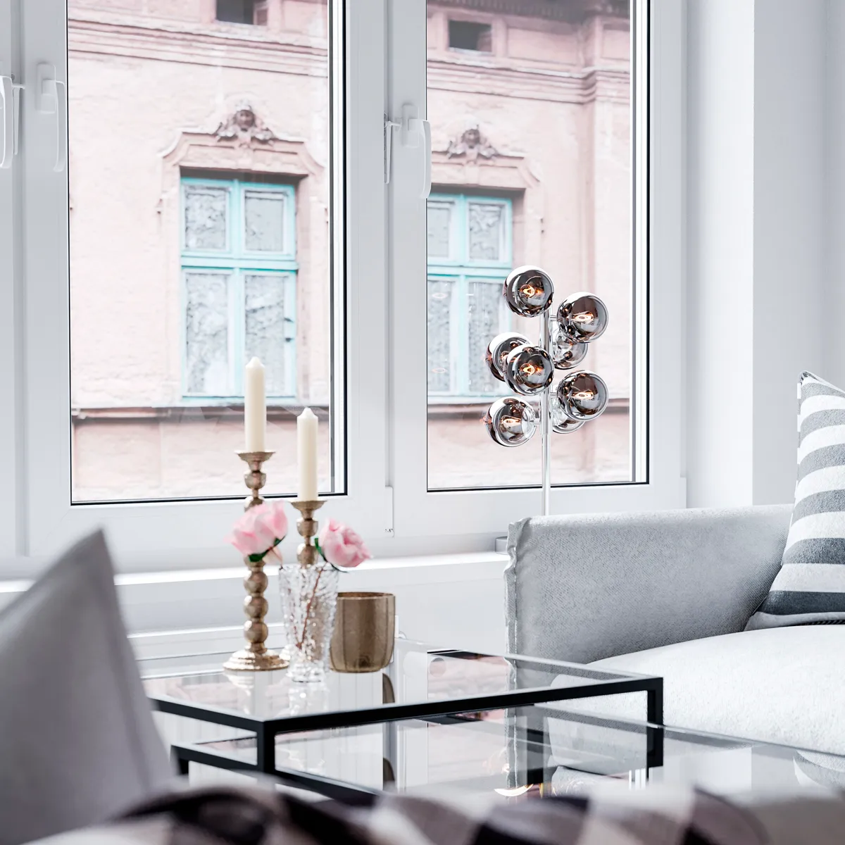 Splendor bordlampe, Krom/Røggrå By Rydéns