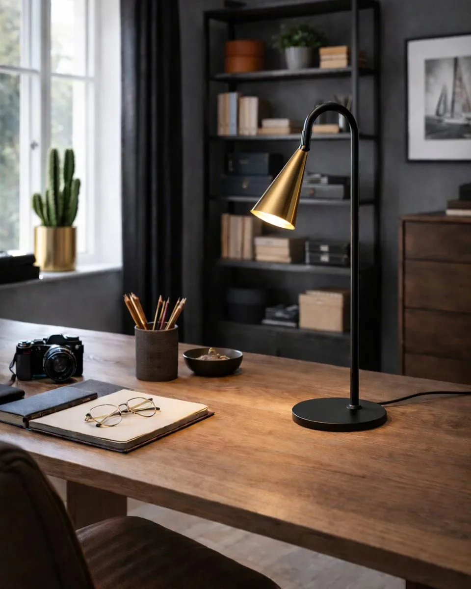 Spline bordlampe, Sort-messing, 55 cm By Rydéns