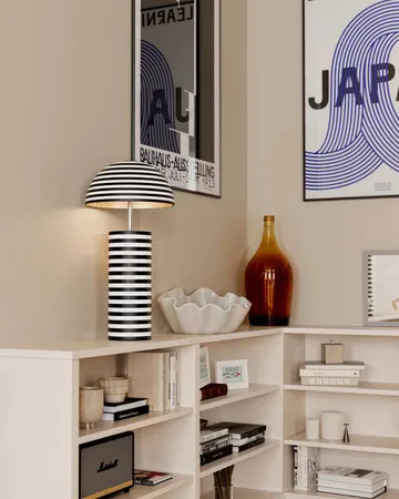 Stripe bordlampe - Hvid-sort, 50 cm - By Rydéns