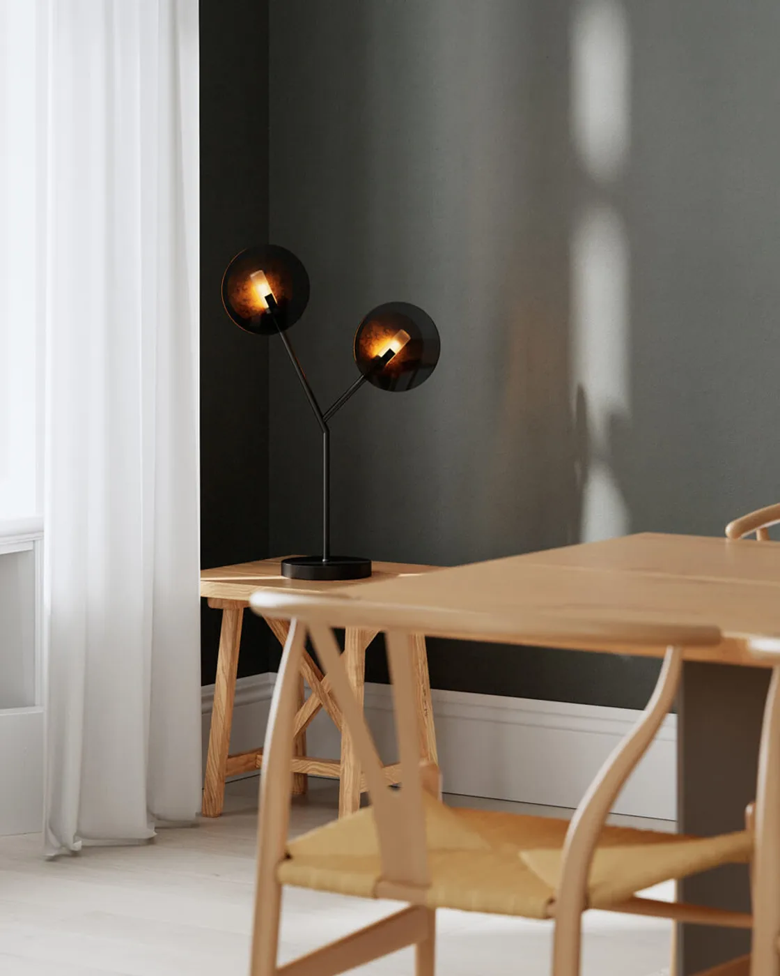 Turno bordlampe 59 cm, Mat sort-guld By Rydéns