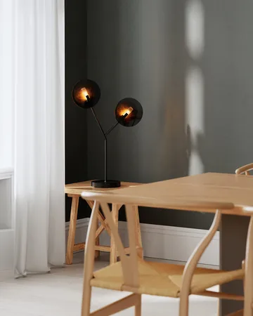 Turno bordlampe 59 cm - Mat sort-guld - By Rydéns