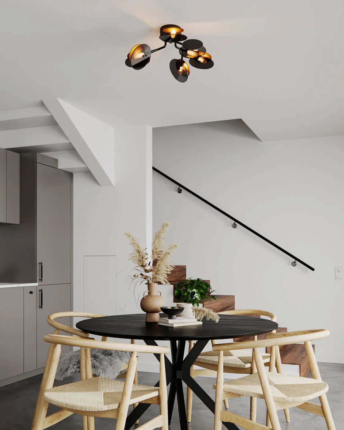 Turno loftlampe Ø66 cm, Mat sort-guld By Rydéns