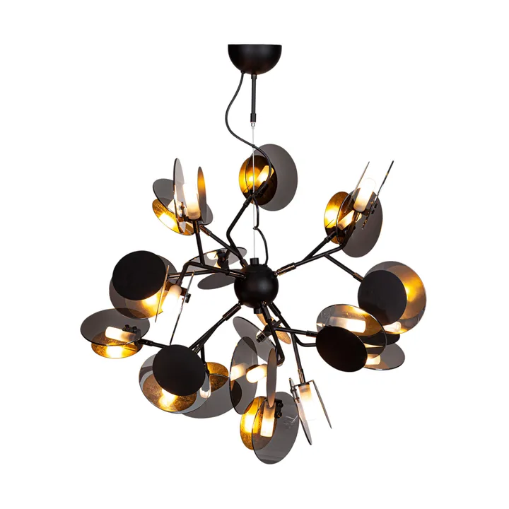 Turno loftlampe Ø80 cm - Mat sort-guld - By Rydéns