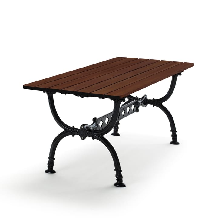 Byarum bord 142x72 cm - Brunlaseret fyr, sort stativ - Byarums bruk