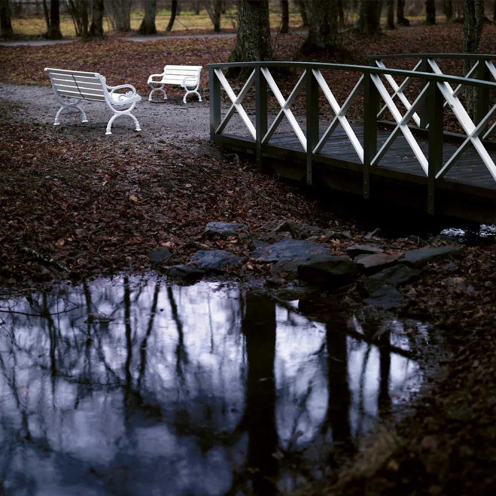 Byarum sofa, Imprægneret fyr, hvidt stativ, 155 cm Byarums bruk