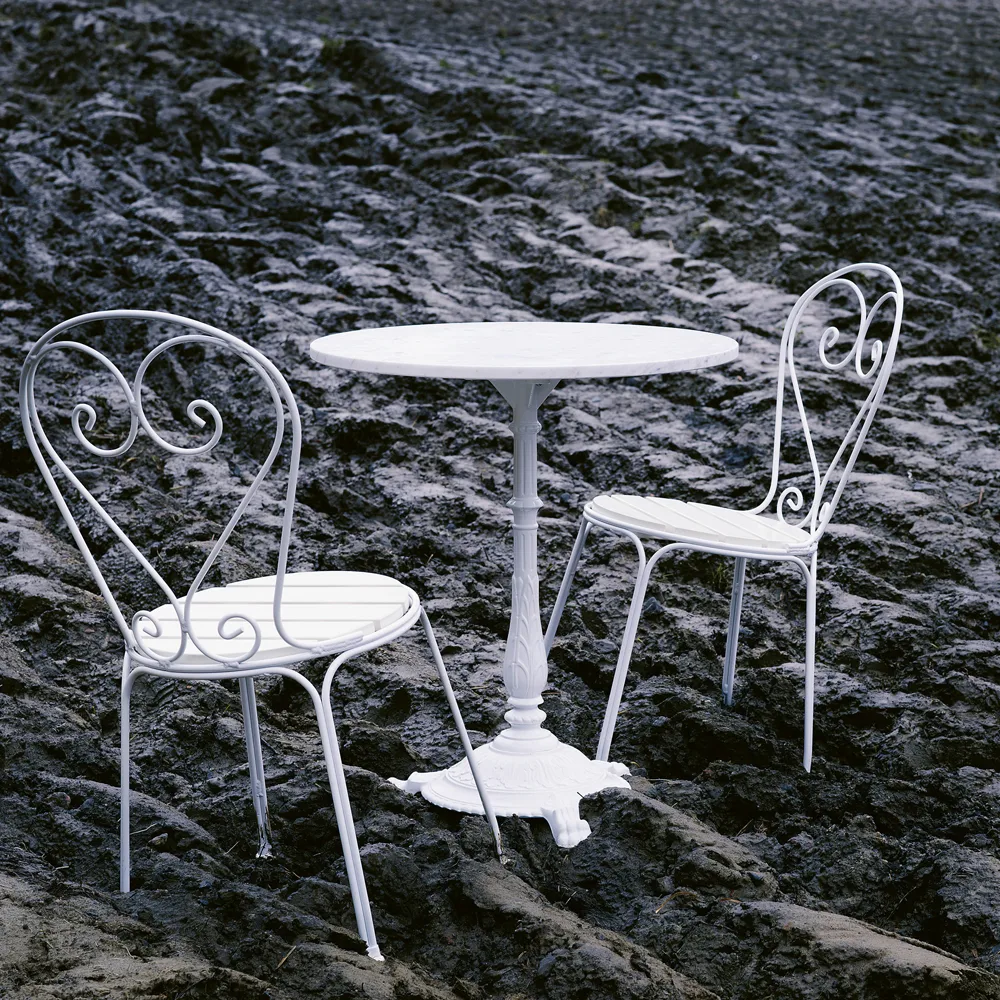 Classic cafébord, Marmor hvid, sort stativ Byarums bruk