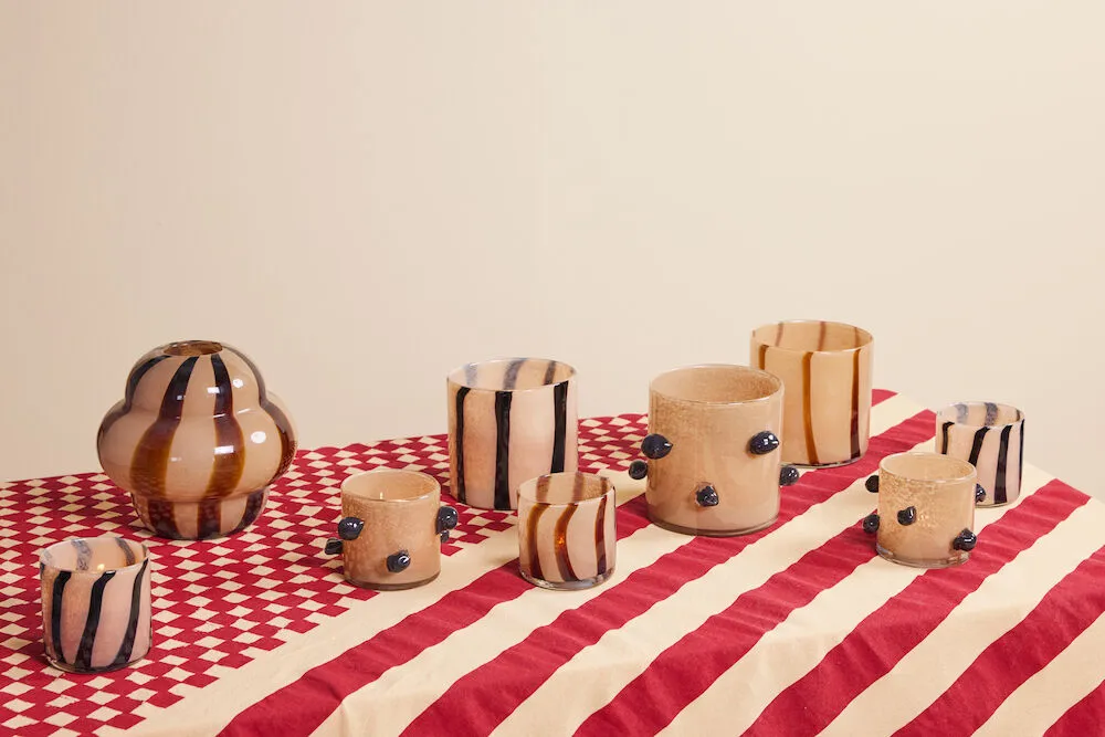 Arlo fyrfadsstage XS Ø10 cm, Beige-sort Byon