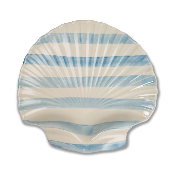 Armona stripe serveringsfad 32x32,5 cm - Lyseblå-hvid - Byon
