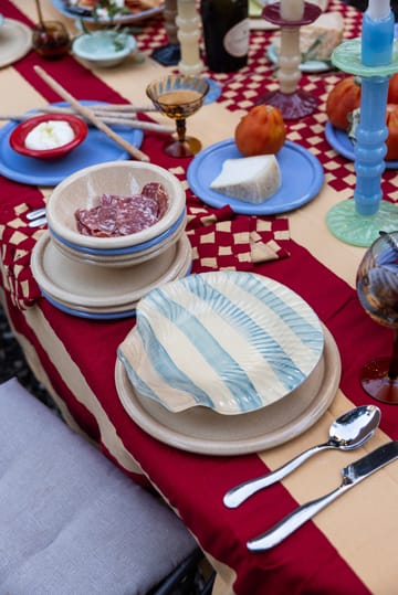 Armona stripe tallerken 23,5x23,5 cm - Lyseblå-hvid - Byon