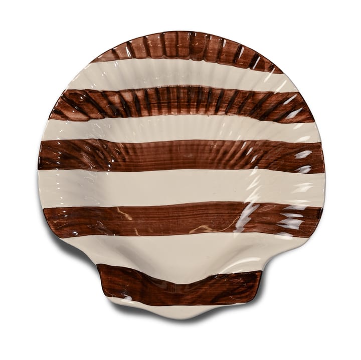 Armona Stripe tallerken 23,5x23,5 cm - Mørkebrun-hvid - Byon