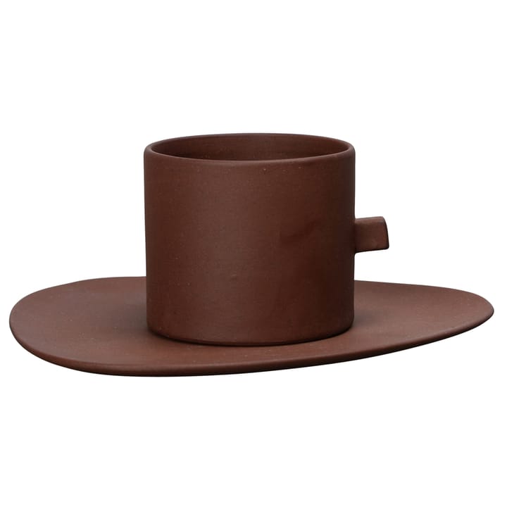 Clay kaffekop med underkop - Brun - Byon