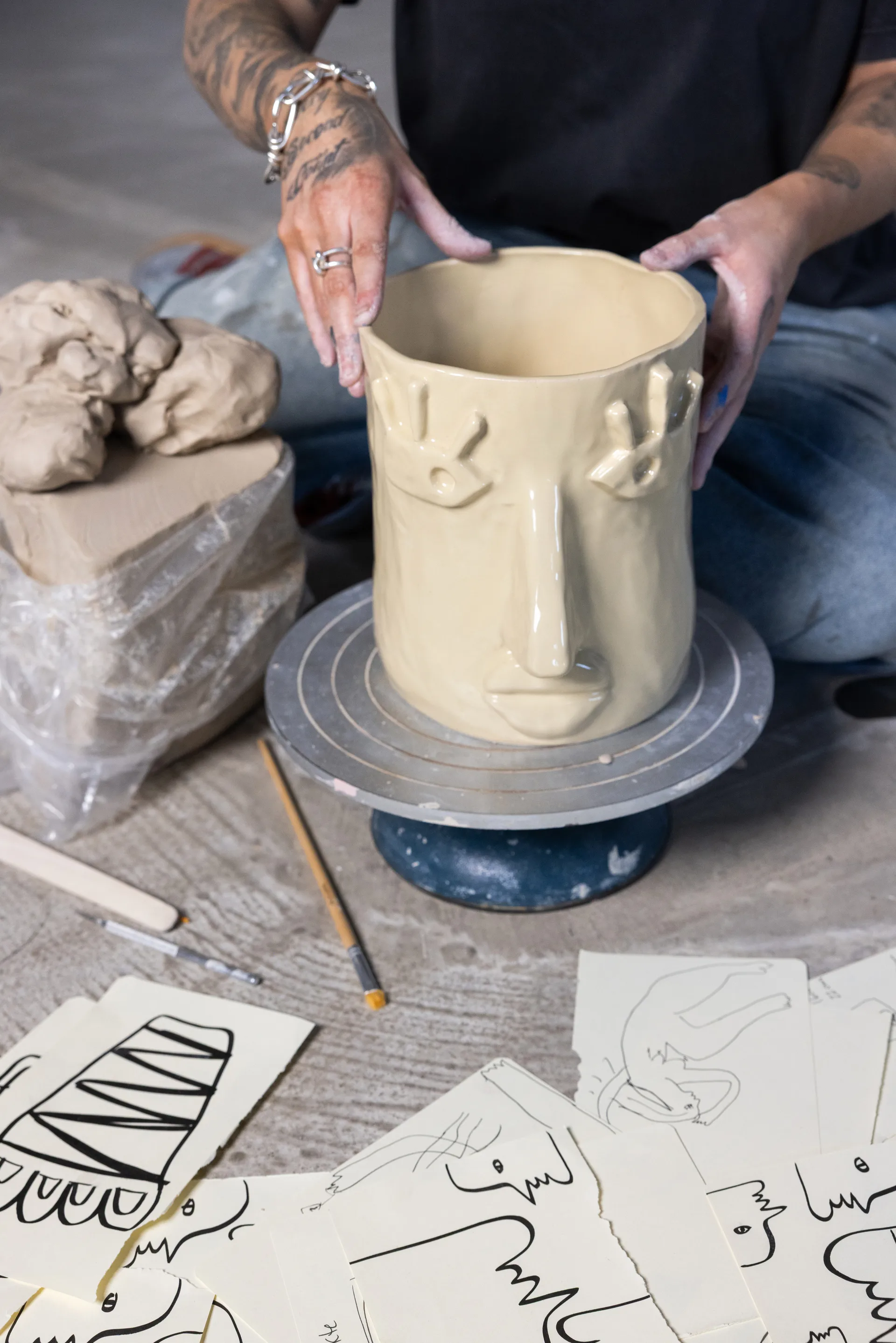 Facy krukke L 24x19x22 cm, Beige Byon