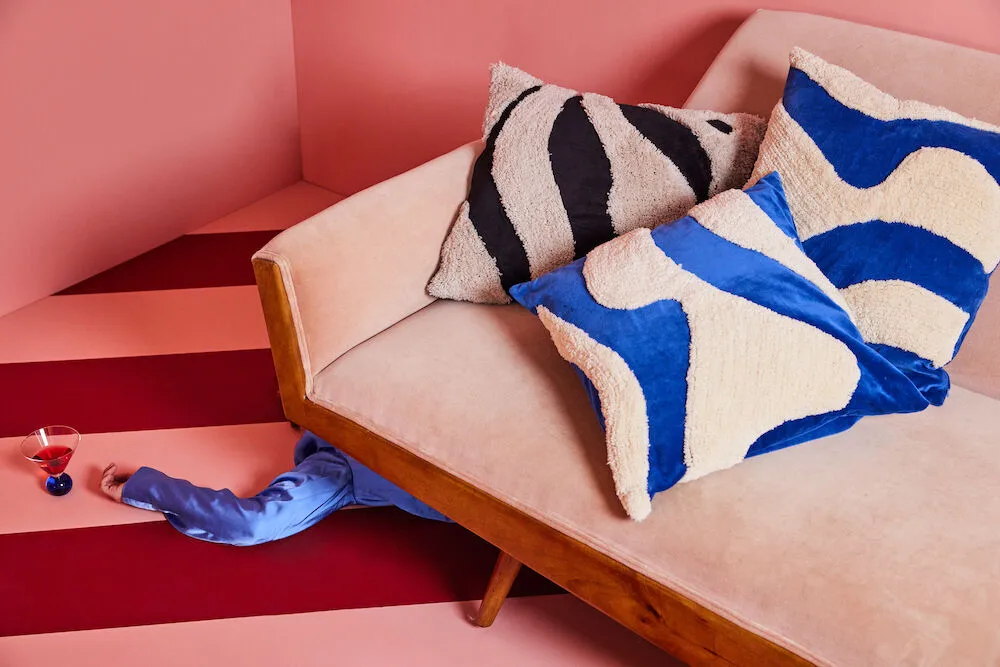 Fluffy pude 50x50 cm, Blue/Beige Byon