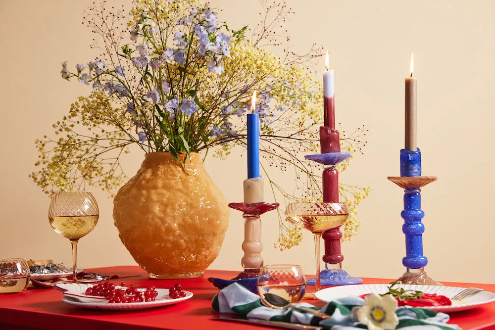 Lara lysestage M 26 cm, Blå Byon